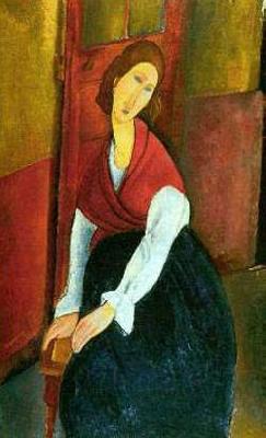 Amedeo Modigliani Jeanne Hebuterne in Red Shawl oil painting image